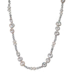 Collier Edelstahl Kristall silbern Süsswasserzuchtperlen silbern 46 cm