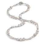 Collier Edelstahl Kristall silbern Süsswasserzuchtperlen silbern 46 cm