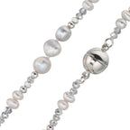 Collier Edelstahl Kristall silbern Süsswasserzuchtperlen silbern 46 cm