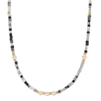 Collier Edelstahl Kristall gelb IP beschichtet Süsswasserzuchtperle, 5 Perlen, 4.5 mm 43 cm