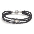 Armband Edelstahl Kristall schwarz Süsswasserzuchtperlen 7-7.5 mm