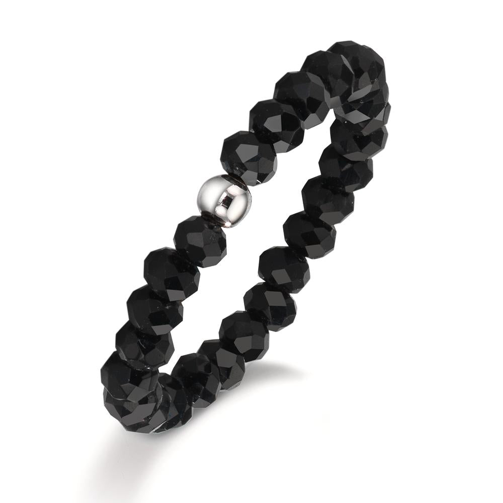 Fingerring Edelstahl Kristall schwarz, 3 mm