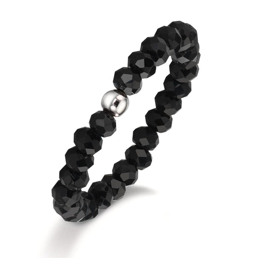 Fingerring Edelstahl Kristall schwarz, 3 mm