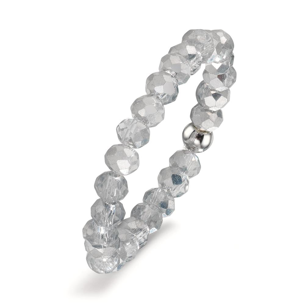 Fingerring Edelstahl Kristall silbern, 3 mm