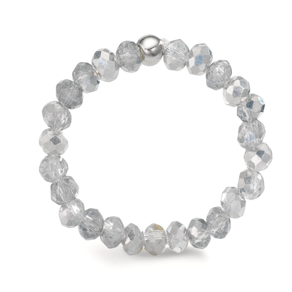 Fingerring Edelstahl Kristall silbern, 3 mm