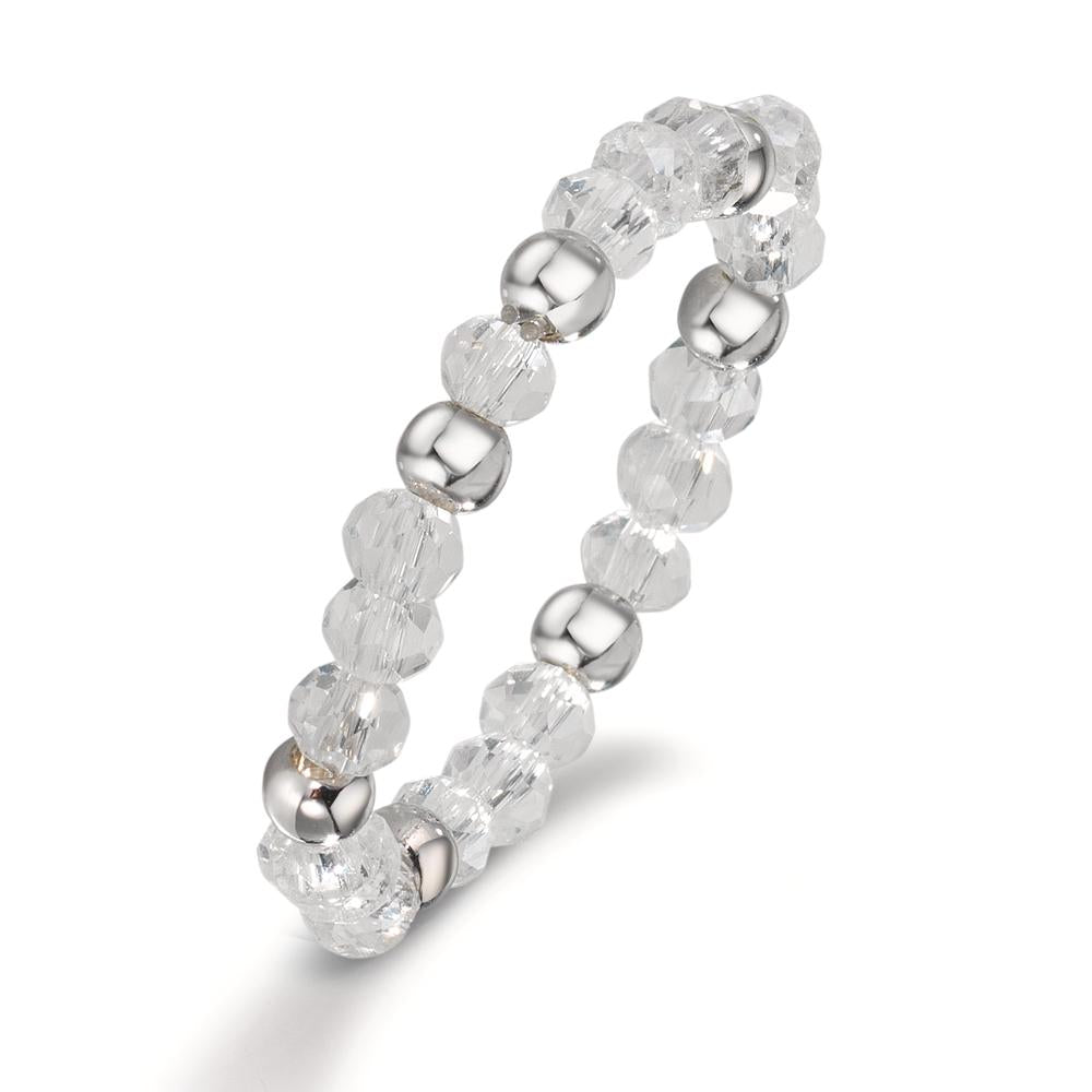 Fingerring Edelstahl Kristall weiss, 3 mm