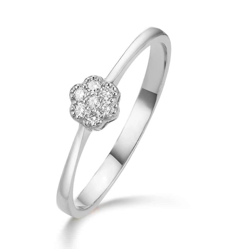 Fingerring 750/18 K Weissgold Diamant 0.06 ct, 7 Steine, w-si