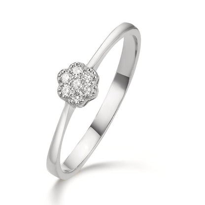 Fingerring 750/18 K Weissgold Diamant 0.06 ct, 7 Steine, w-si