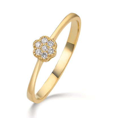 Fingerring 750/18 K Gelbgold Diamant 0.06 ct, 7 Steine, w-si