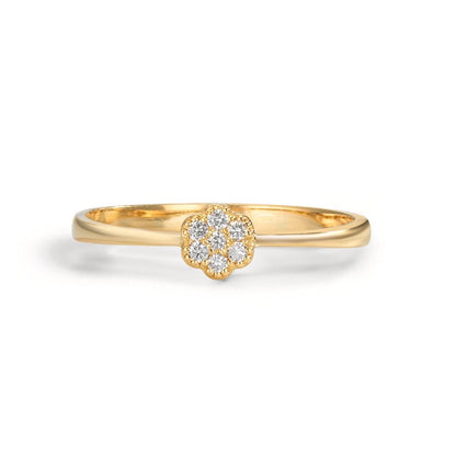 Fingerring 750/18 K Gelbgold Diamant 0.06 ct, 7 Steine, w-si
