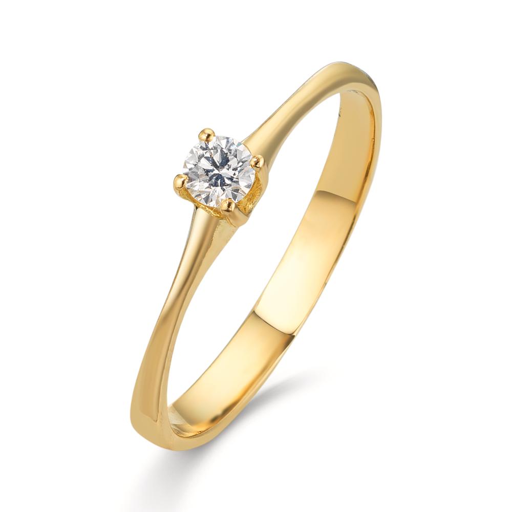 Solitär Ring 750/18 K Gelbgold Diamant 0.09 ct, w-si