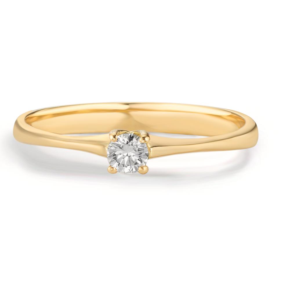 Solitär Ring 750/18 K Gelbgold Diamant 0.09 ct, w-si