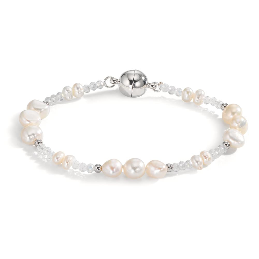 Armband Edelstahl Kristall weiss Süsswasserzuchtperlen weiss