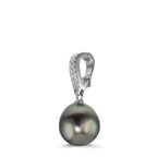 Anhänger Silber Zirkonia 20 Steine rhodiniert Tahitiperlen 10-11 mm