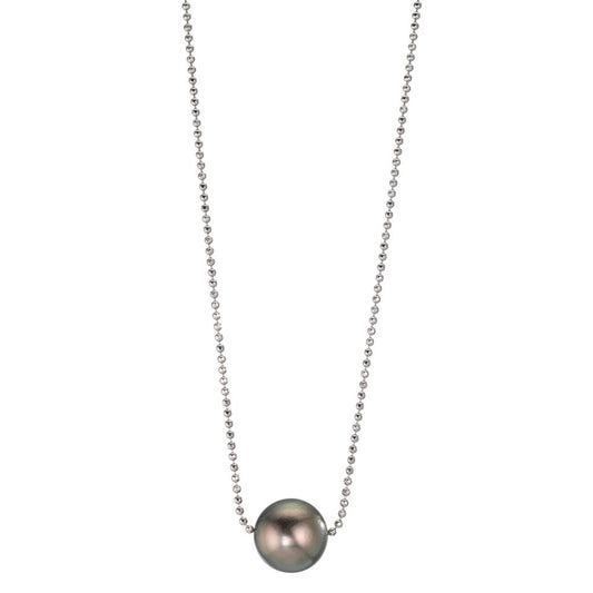 Collier Silber rhodiniert Tahitiperlen, 10 mm 38-50 cm verstellbar