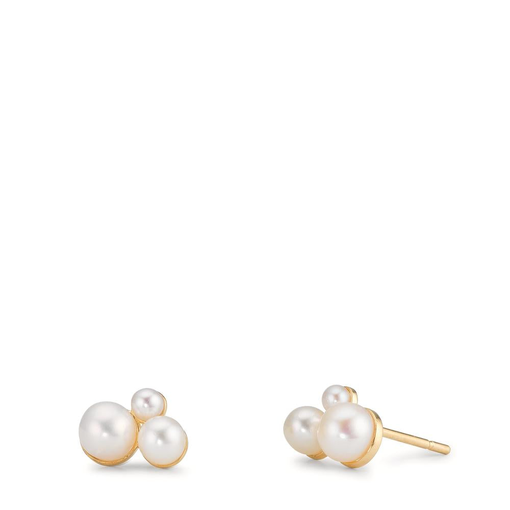Ohrstecker 375/9 K Gelbgold Süsswasserzuchtperle, 6 Perlen 2-4 mm