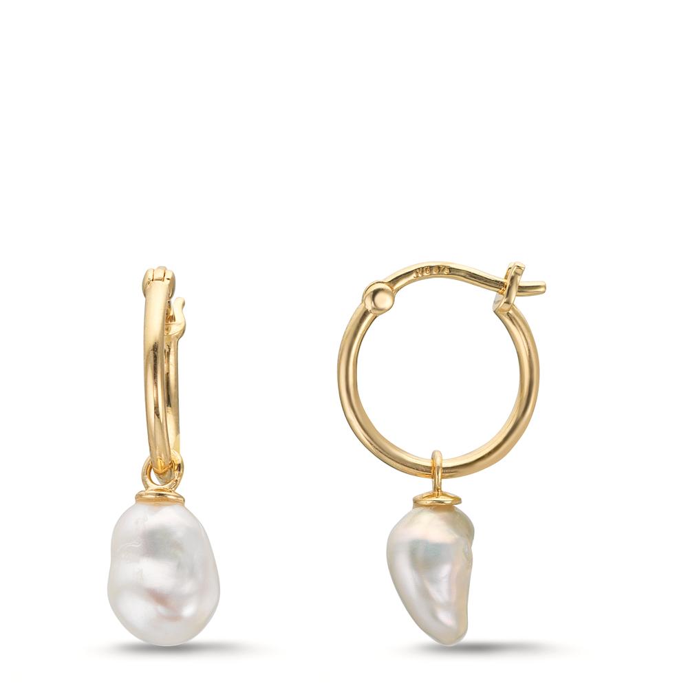 Creolen 375/9 K Gelbgold Süsswasserzuchtperle, 2 Perlen, 6 mm