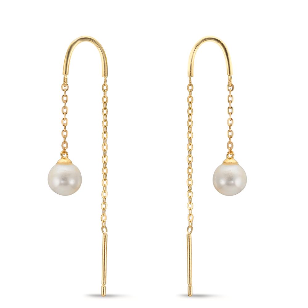 Durchziehohrhänger 375/9 K Gelbgold Süsswasserzuchtperle, 2 Perlen 5-5.5 mm