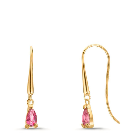 Ohrhänger 375/9 K Gelbgold Topas pink, 2 Steine