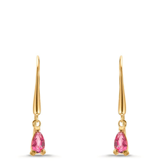 Ohrhänger 375/9 K Gelbgold Topas pink, 2 Steine