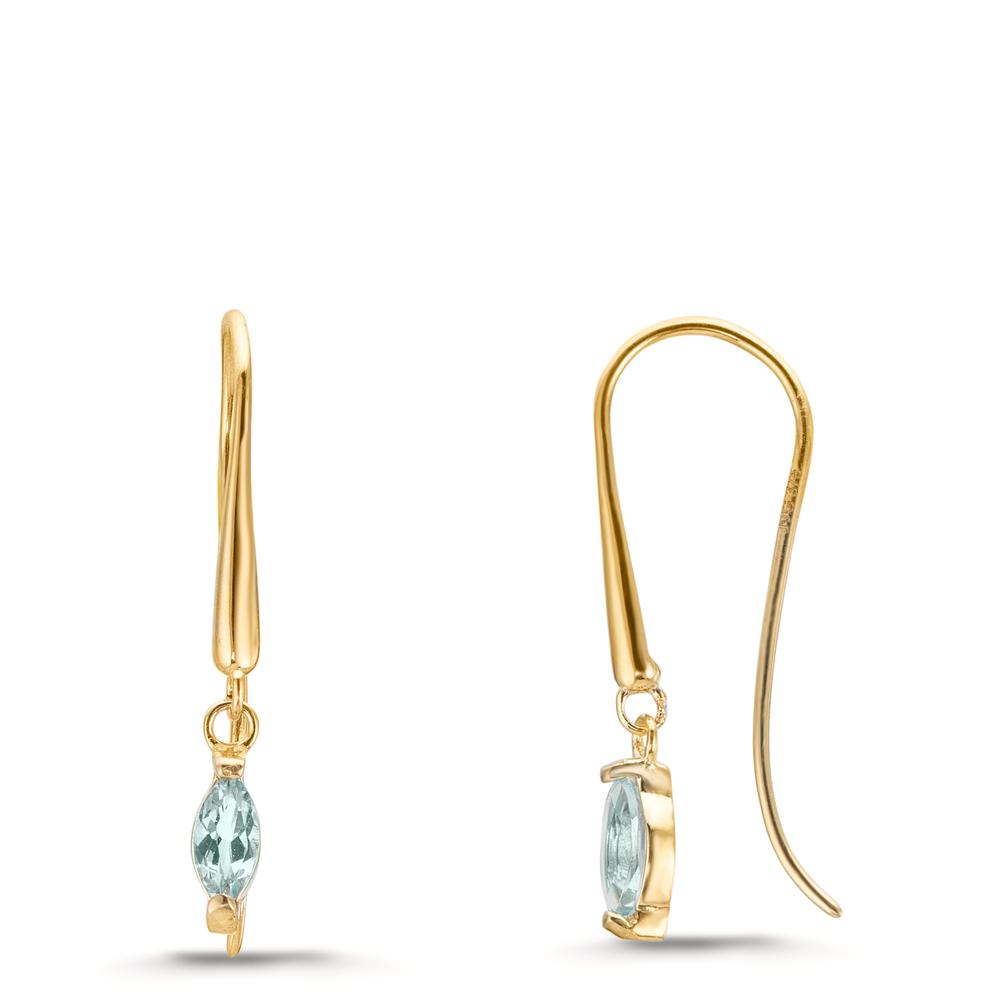 Ohrhänger 375/9 K Gelbgold Topas hellblau, 2 Steine