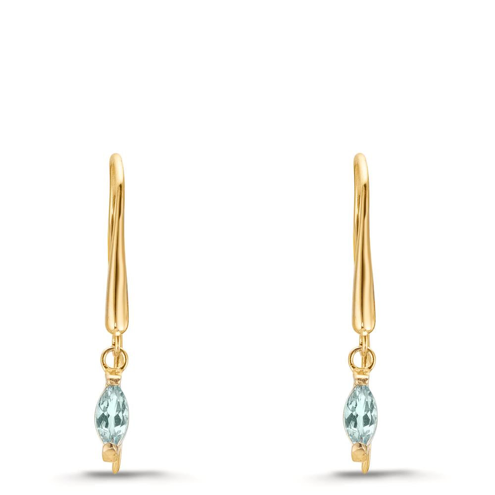 Ohrhänger 375/9 K Gelbgold Topas hellblau, 2 Steine