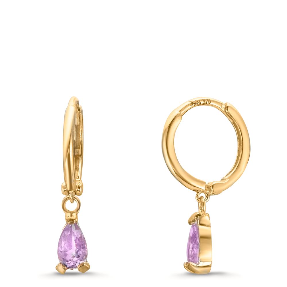 Creolen 375/9 K Gelbgold Amethyst 2 Steine