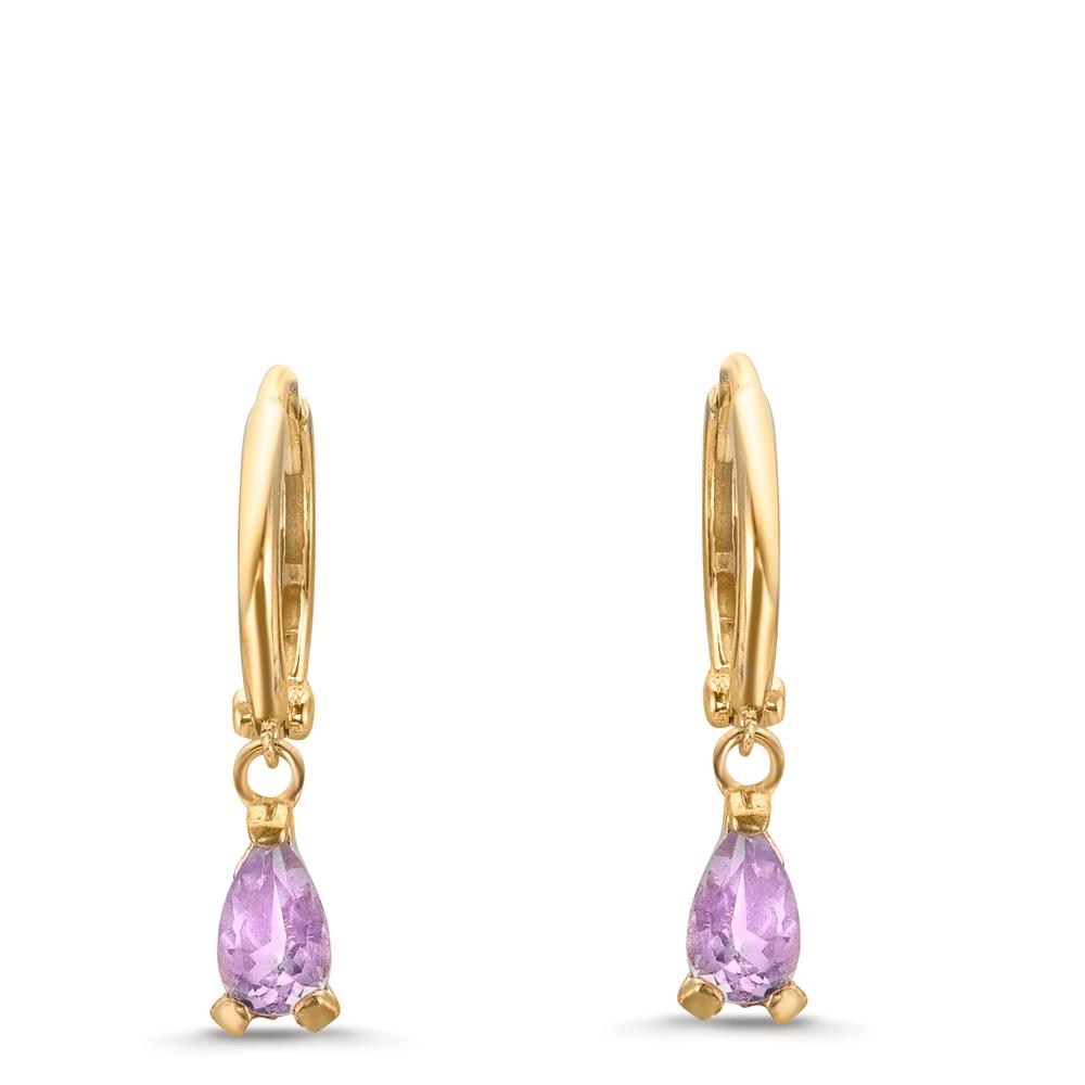 Creolen 375/9 K Gelbgold Amethyst 2 Steine