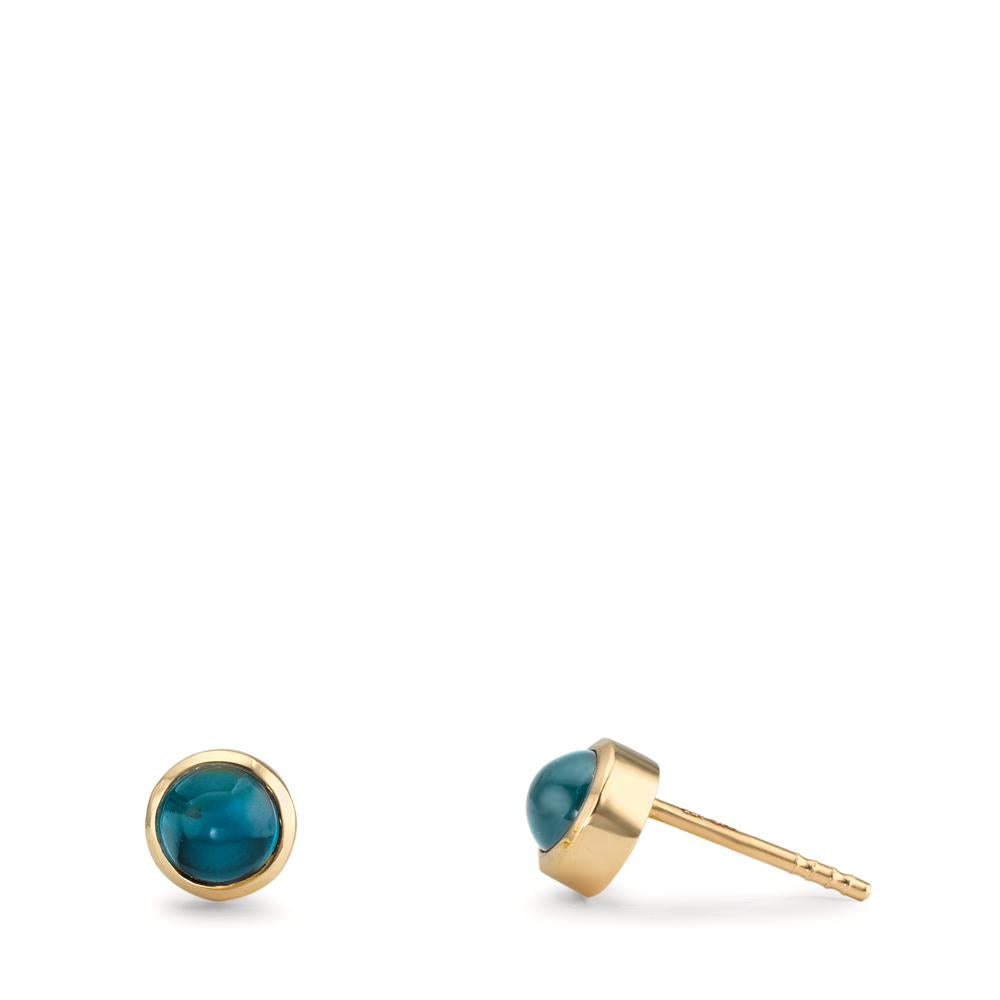 Ohrstecker 375/9 K Gelbgold London Blue Topas 2 Steine Ø5 mm