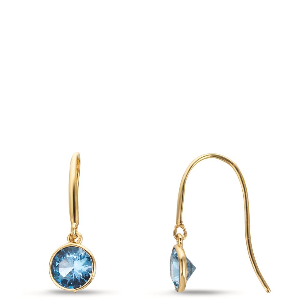 Ohrhänger 375/9 K Gelbgold Zirkonia hellblau, 2 Steine
