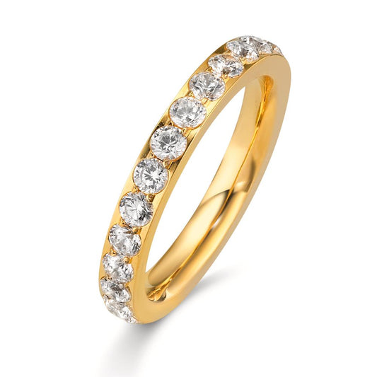 Memory Ring Edelstahl Zirkonia weiss gelb IP beschichtet