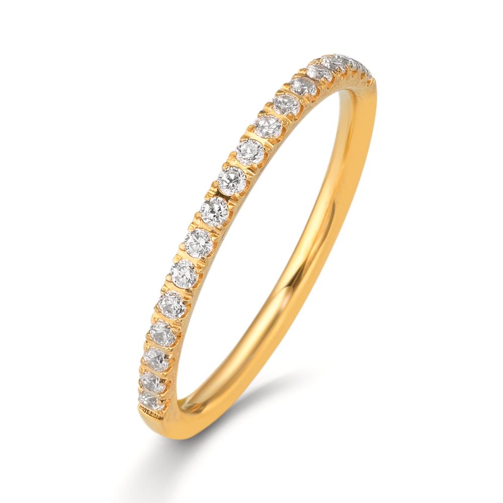 Memory Ring Edelstahl Zirkonia weiss, 20 Steine gelb IP beschichtet