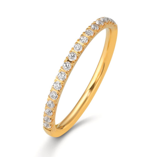 Memory Ring Edelstahl Zirkonia weiss, 20 Steine gelb IP beschichtet