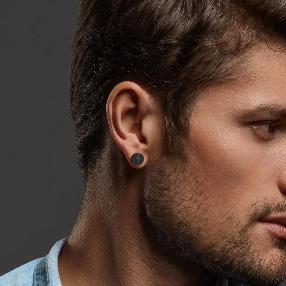 Ohrstecker 1 Stk Edelstahl schwarz IP beschichtet Kreuz Ø8 mm