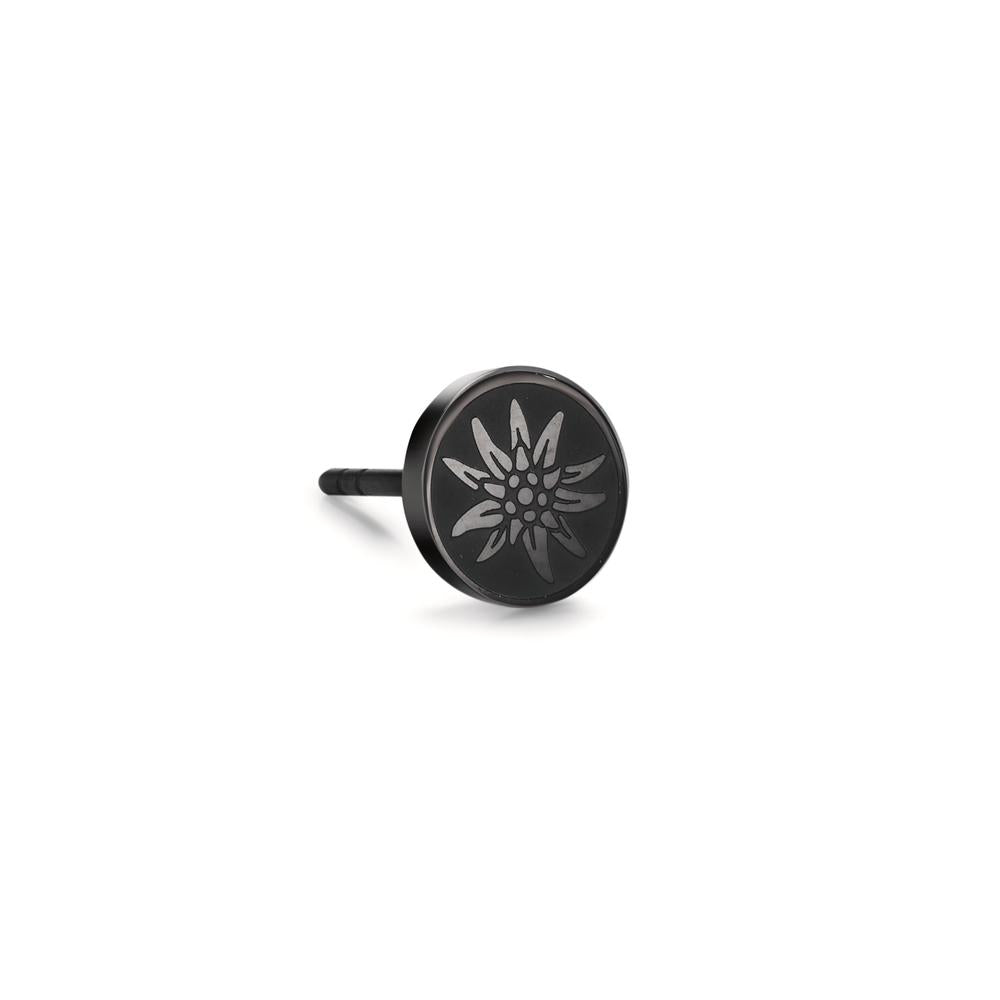 Ohrstecker 1 Stk Edelstahl schwarz IP beschichtet Edelweiss Ø8 mm