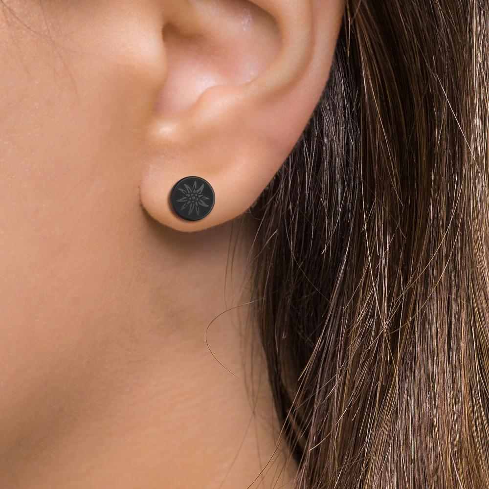 Ohrstecker 1 Stk Edelstahl schwarz IP beschichtet Edelweiss Ø8 mm