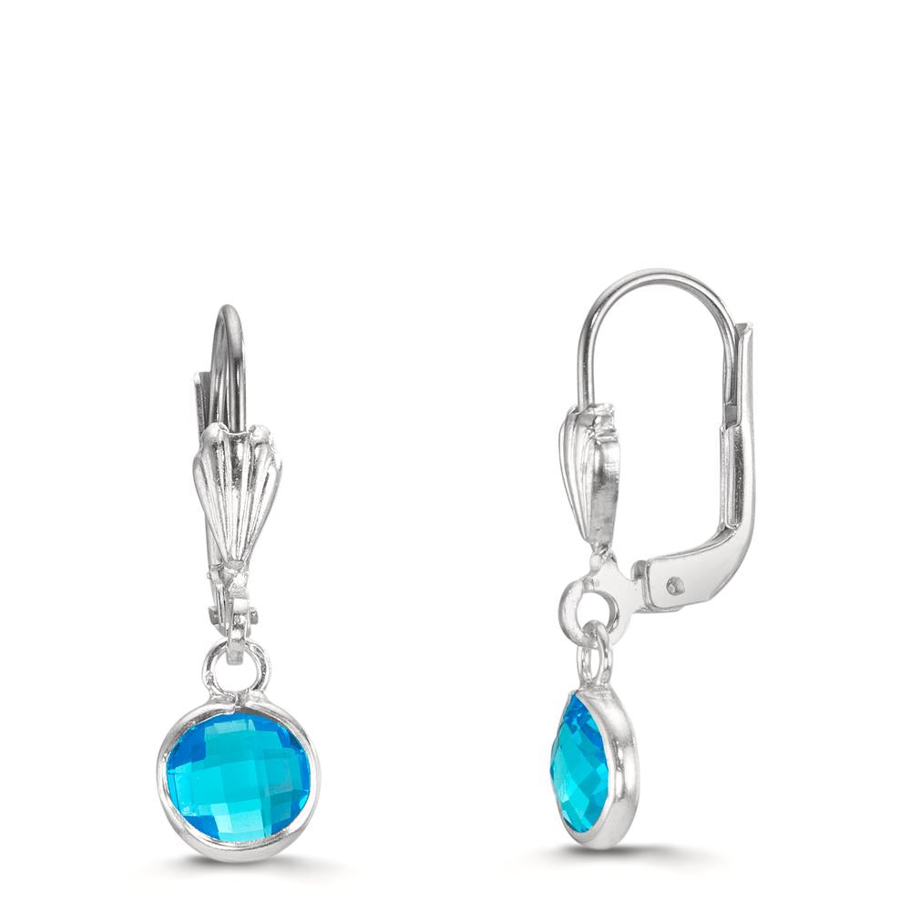 Ohrhänger antiallergisch Kristall blau, 2 Steine, 6 mm