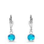 Ohrhänger antiallergisch Kristall blau, 2 Steine, 6 mm