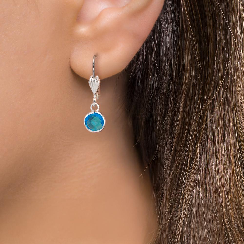 Ohrhänger antiallergisch Kristall blau, 2 Steine, 6 mm