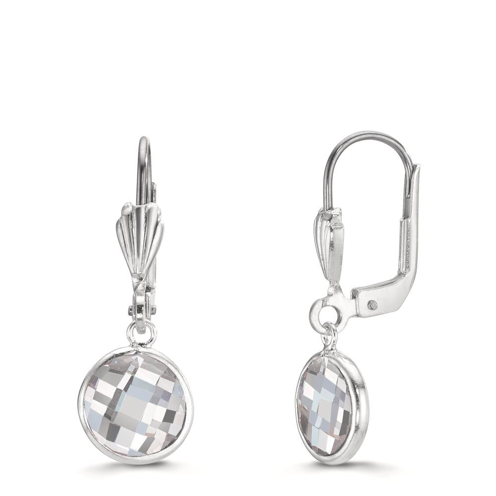 Ohrhänger antiallergisch Zirkonia weiss, 2 Steine, 8 mm