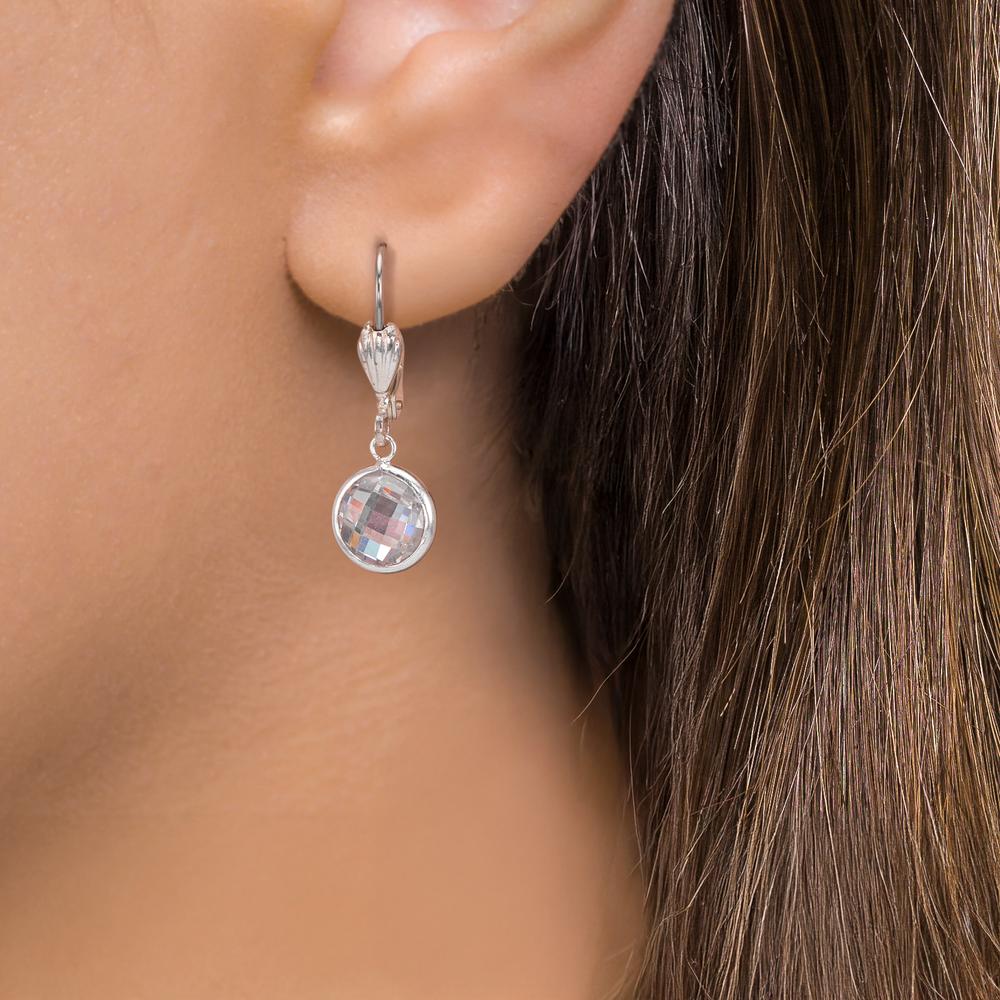 Ohrhänger antiallergisch Zirkonia weiss, 2 Steine, 8 mm
