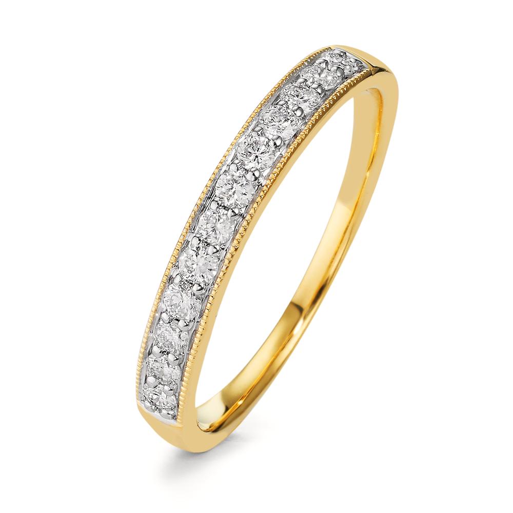 Memory Ring 750/18 K Gelbgold Diamant 0.25 ct, 12 Steine, w-pi3
