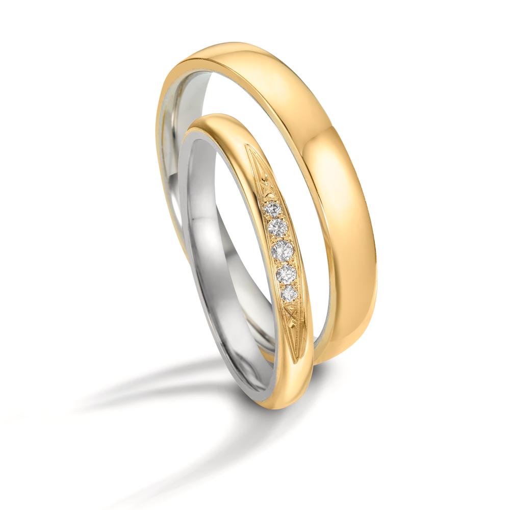 Partnerring 750/18 K Gelbgold, 950 Platin