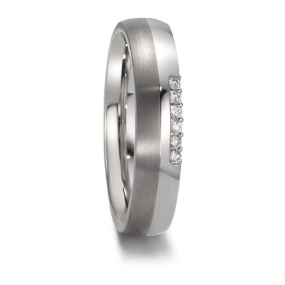 Partnerring Edelstahl, Titan Diamant 0.09 ct, 6 Steine, w-si