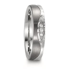 Partnerring Edelstahl, Titan Diamant 0.045 ct, 3 Steine, w-si