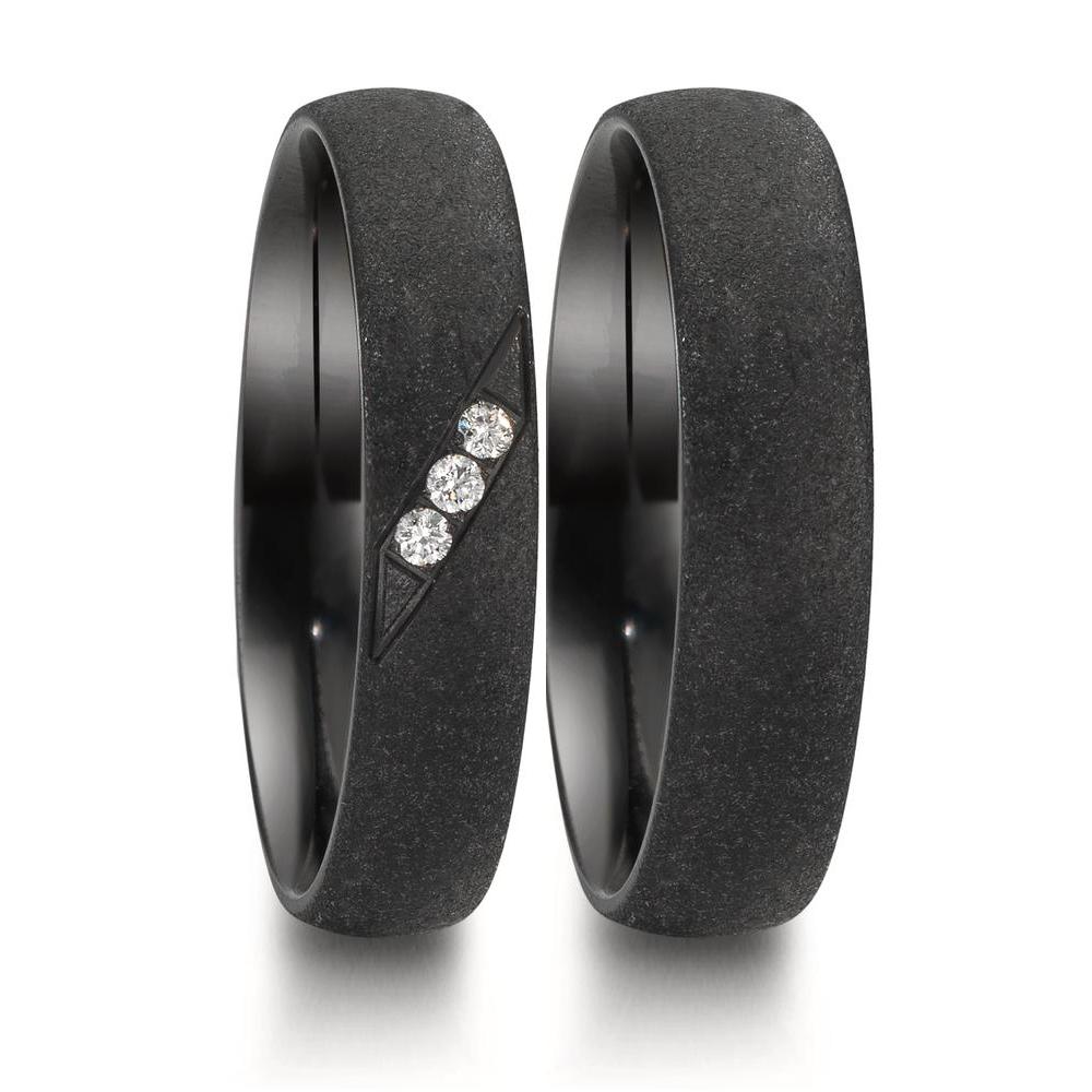 Partnerring Zirkonium Diamant 0.045 ct, 3 Steine, w-si