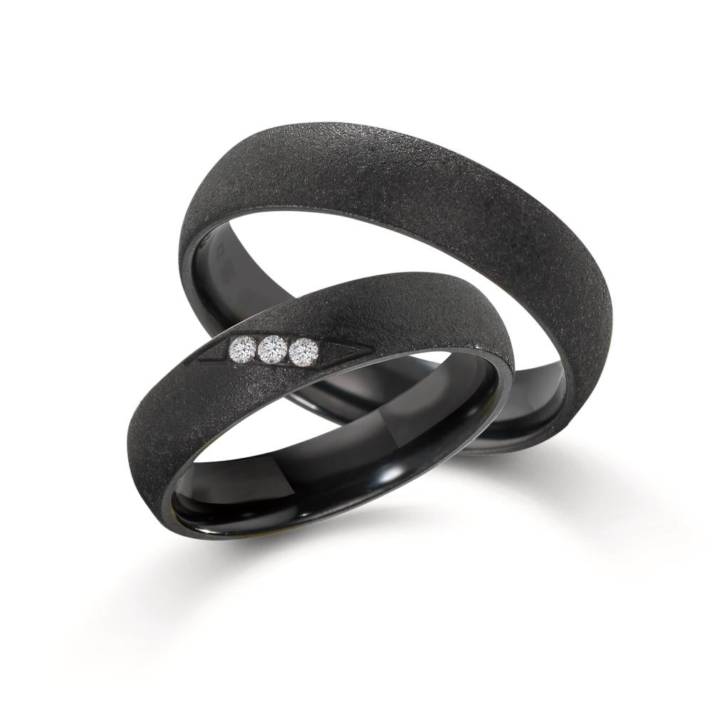 Partnerring Zirkonium Diamant 0.045 ct, 3 Steine, w-si