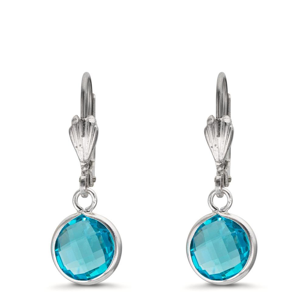 Ohrhänger antiallergisch Zirkonia aqua, 2 Steine, 8 mm