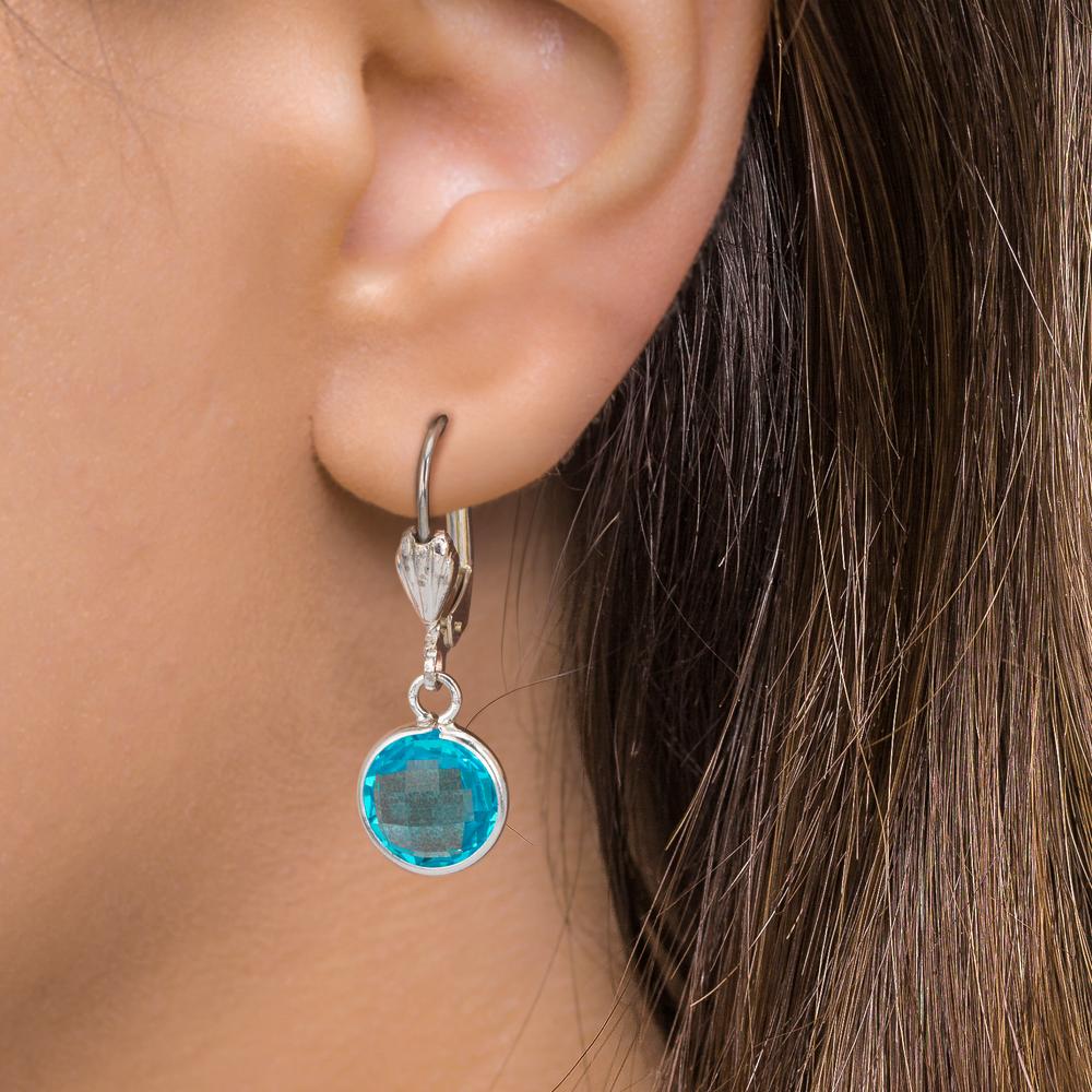 Ohrhänger antiallergisch Zirkonia aqua, 2 Steine, 8 mm