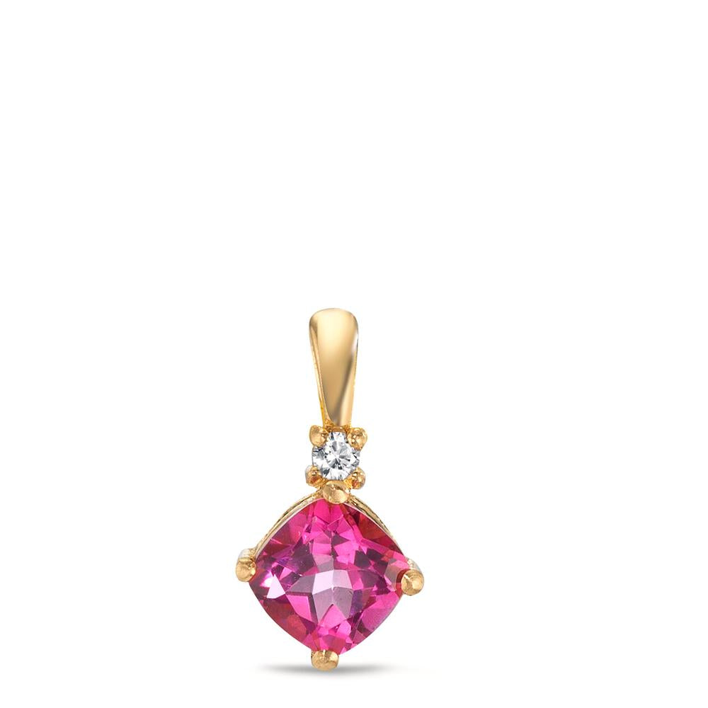 Anhänger 750/18 K Gelbgold Topas pink, Topas weiss Ø6.5 mm